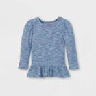 Toddler Girls' Textured Cozy Waffle Long Sleeve T-shirt - Cat & Jack Blue