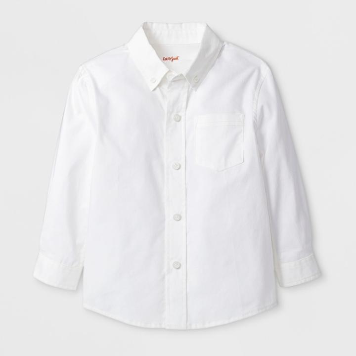Toddler Boys' Adaptive Long Sleeve Button-down Shirt - Cat & Jack White 3t, Boy's, Blue
