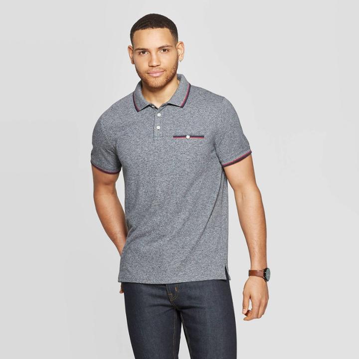Men's Athletic Fit Retro Polo Shirt - Goodfellow & Co Thundering Gray