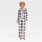 Women's Perfectly Cozy Flannel Pajama Set - Stars Above White