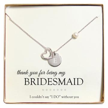 Cathy's Concepts Monogram Bridesmaid Open Heart Charm Party Necklace - E, Women's,