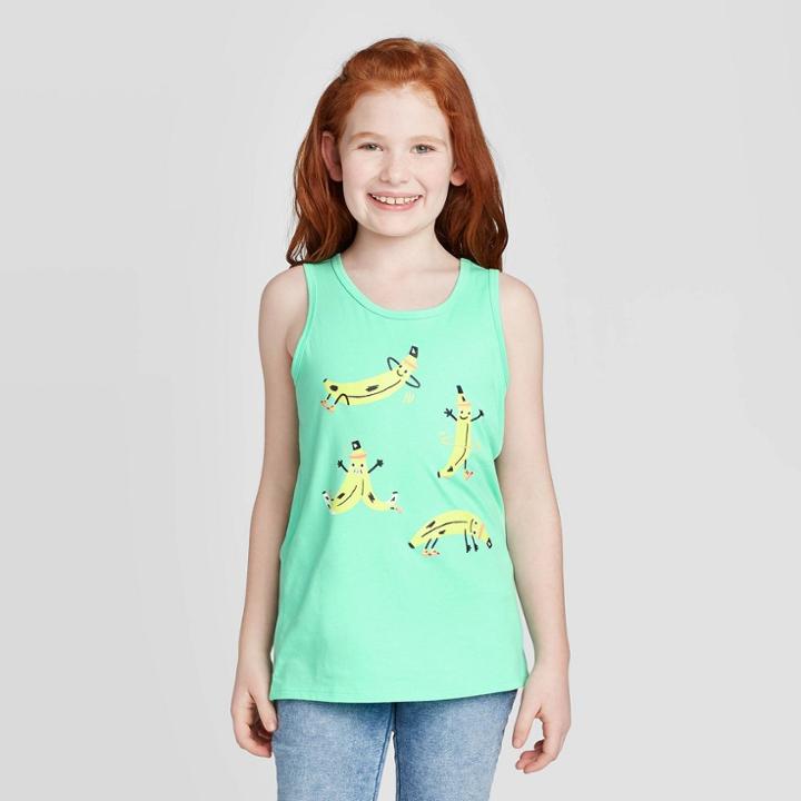 Girls' Athletic Bananas Graphic Tank Top - Cat & Jack Sea Foam Xs, Girl's, Green