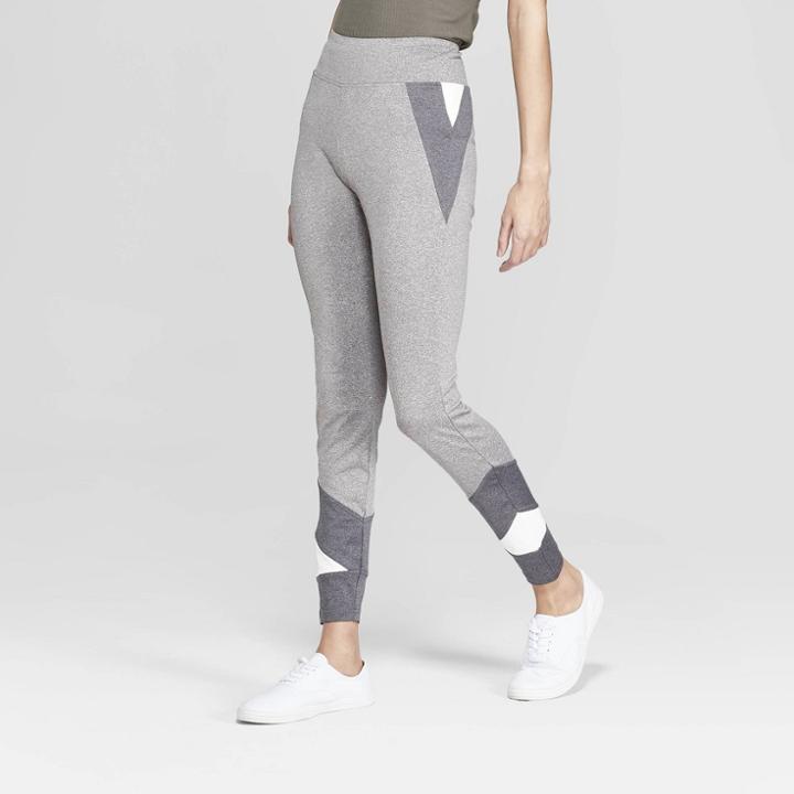 Women's Wide Waistband Colorblock Leggings - Xhilaration Charcoal