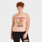 Women's The Flintstones Plus Size Pebbles And Bamm Bamm One Shoulder Graphic Tank Top - Pink
