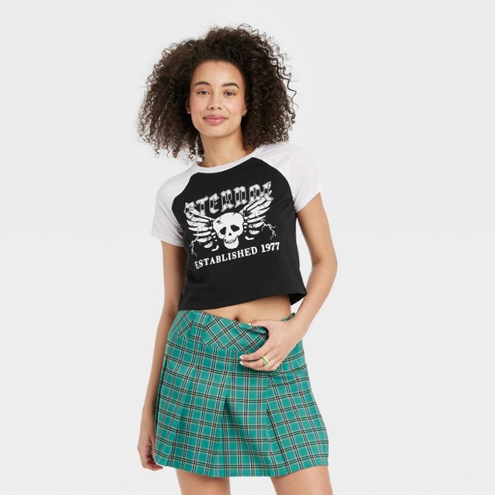 Zoe+liv Women's Skull Baby Short Sleeve Graphic T-shirt - Black