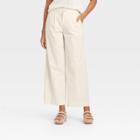 Women's High-rise Pleat Front Wide Leg Trousers - A New Day Cream