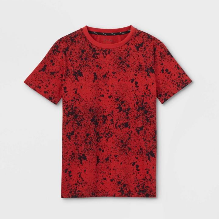 Boys' Splatter Tie-dye Graphic Short Sleeve T-shirt - Art Class Burgundy