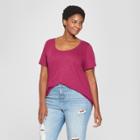 Women's Plus Size Scoop Neck Short Sleeve T-shirt - Ava & Viv Berry (pink)