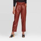 Women's Mid-rise Straight Leg Paperbag Pants - Who What Wear Red