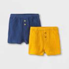 Baby 2pk Gauze Jersey Pull-on Shorts - Cat & Jack Dusty Blue/gold Newborn