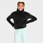 Girls' High Pile Sherpa Fleece Pullover Sweatshirt - All In Motion Black