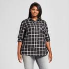 Women's Plus Size Button-down Plaid Shirt - Ava & Viv Black