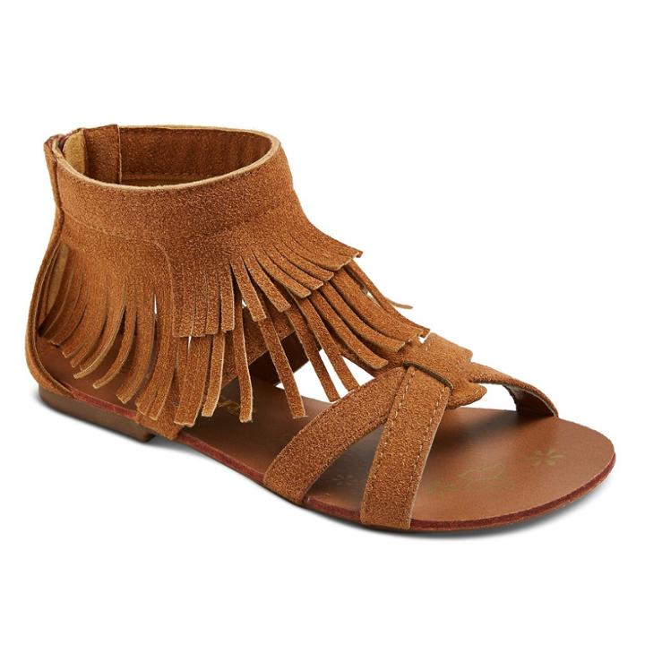 Girls' Covergirl Shelly Double Fringe Gladiator Sandals - Tan