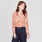 Women's Floral Print Relaxed Fit Long Sleeve Collared Button-down Shirt - A New Day Light Pink