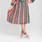 Women's Plus Size Striped Pleated Skirt- Who What Wear Yellow/green X, Multicolored