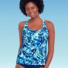 Women's Slimming Control Scoop Neck Tankini Top - Dreamsuit By Miracle Brands Blue