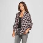 Women's Plaid Fringe Open Layering Jacket - Knox Rose Burgundy
