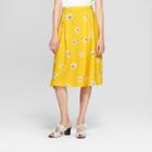 Women's Floral Print Birdcage Midi Skirt - Who What Wear Yellow 4, Yellow Floral
