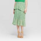 Women's Mid-rise Tiered Ruffle A Line Skirt - Who What Wear Green/white