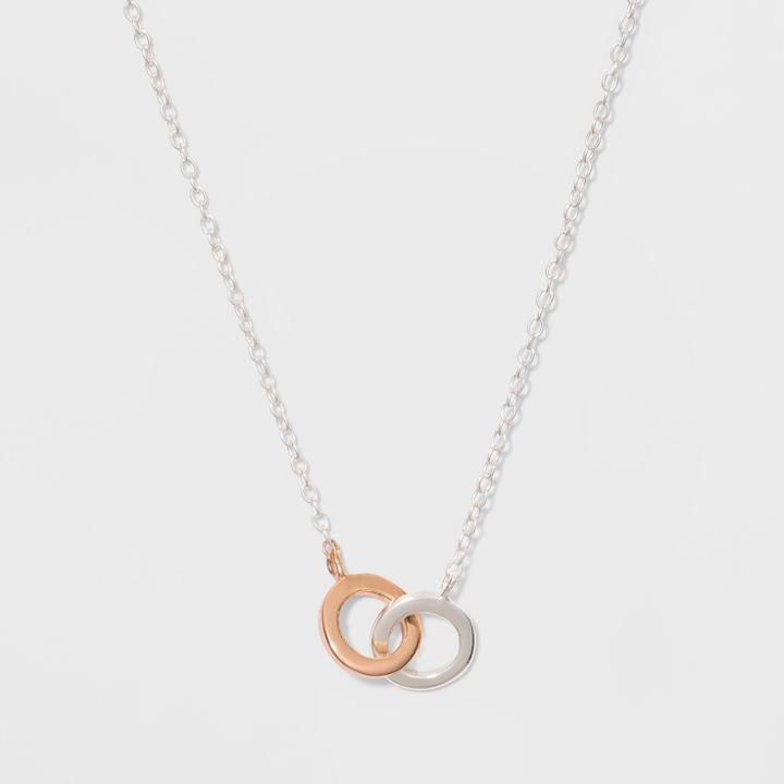 Distributed By Target Sterling Silver Double Open Round Necklace - Silver/gold, Women's, Gold