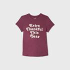 Maternity Short Sleeve Scoop Neck Extra Thankful This Year Graphic T-shirt - Isabel Maternity By Ingrid & Isabel Burgundy
