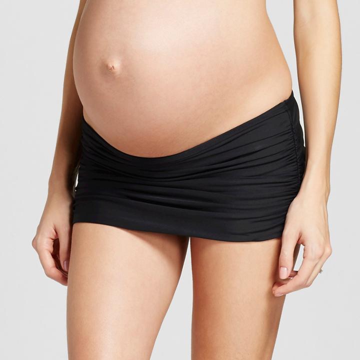 Maternity Side Ruched Swim Skirt - Sea Angel - Black