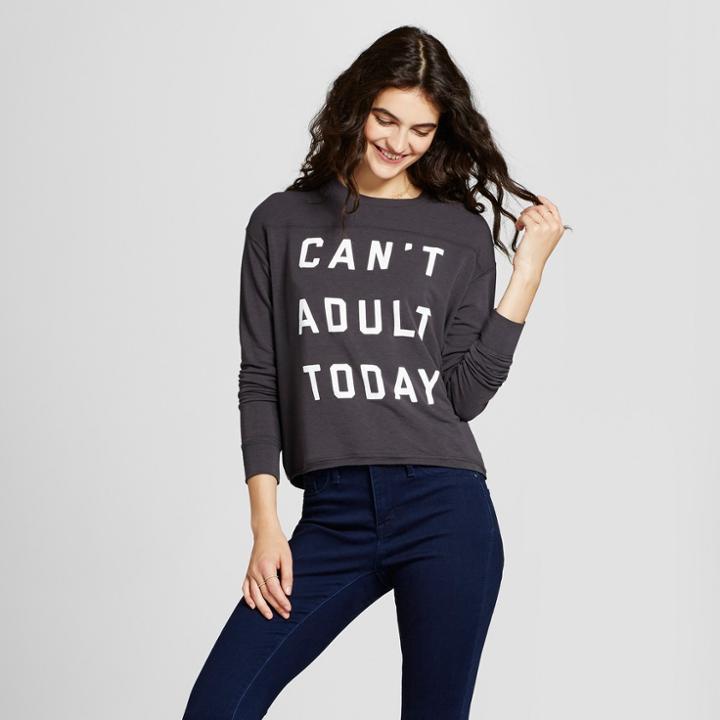 Women's Can't Adult Today Graphic Pullover Sweatshirt - Fifth Sun (juniors') Black