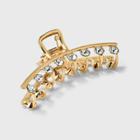 Metal Claw Hair Clip With Rhinestones - A New Day Gold