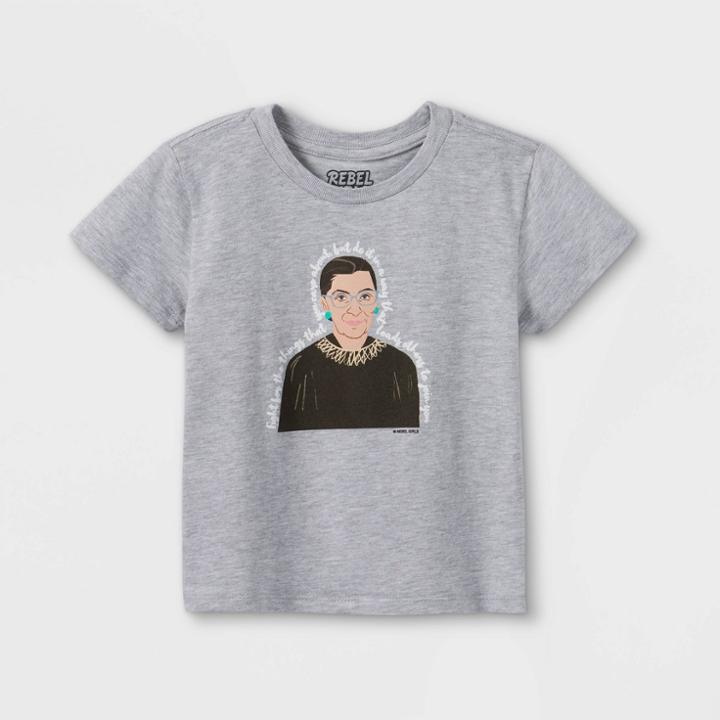 Rebel Girls Toddler Girls' Rbg Short Sleeve T-shirt - Gray