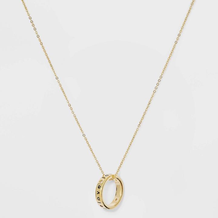 Beloved + Inspired Gold Dipped Open Circle 'you Are Loved' Chain Necklace - Gold