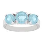 Distributed By Target 3.00 Ct.t.w. Round-cut Blue Topaz 3-stone Prong Set Ring Silver Plated (size 7), Blue/silver/grey
