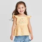 Toddler Girls' Embroidered Blouse - Art Class Yellow 12m, Toddler Girl's