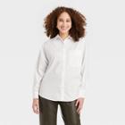 Women's Long Sleeve Oversized Button-down Boyfriend Shirt - A New Day White