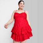 Women's Plus Size Sleeveless Tiered Fit & Flare Dress - Wild Fable Red