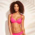 Shade & Shore Shell Strappy Cross Back Push Up Bikini Top 38d, Women's, Neon Pink