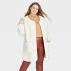 Women's Plus Size Sherpa Overcoat Jacket - Ava & Viv Cream X, Ivory