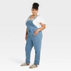 Women's Plus Size Denim Overalls - Ava & Viv Medium Wash 14w,