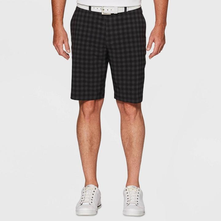 Jack Nicklaus Men's Plaid Heathered Golf Shorts - Caviar Black