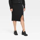 Women's Plus Size Ribbed Sweater Skirt - Ava & Viv Black X