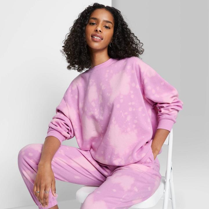 Women's Oversized Sweatshirt - Wild Fable Lavender Tie-dye Xs, Purple Tie-dye