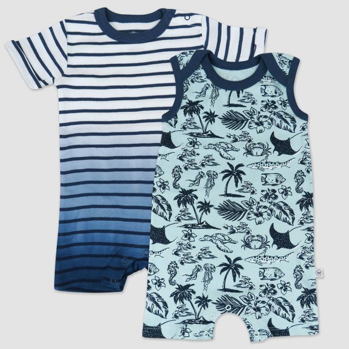 Honest Baby 2pk Organic Cotton Short Sleeve And Sleeveless Romper Set