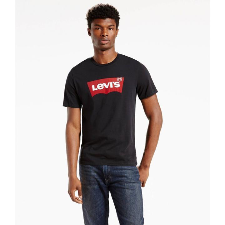 Levi's Men's Classic Fit Short Sleeve Batwing Logo Crew Neck T-shirt - Black