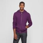 Men's Standard Fit Long Sleeve Fleece Full Zip Hoodie - Goodfellow & Co Purple Currant