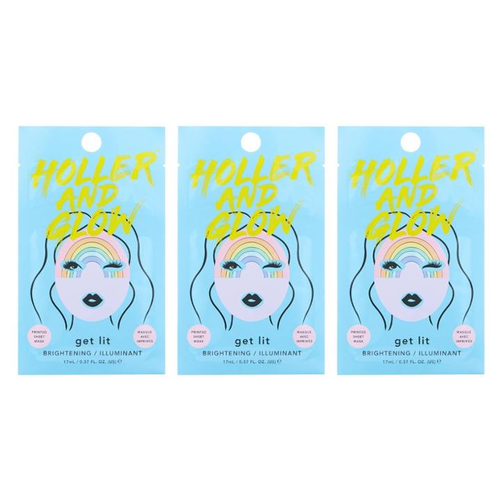 Holler And Glow Get Lit Brightening Printed Sheet Masks - 3ct/1.72 Fl Oz