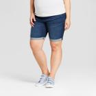 Maternity Plus Size Crossover Panel Bermuda Shorts - Isabel Maternity By Ingrid & Isabel Dark Wash 24w, Women's, Blue