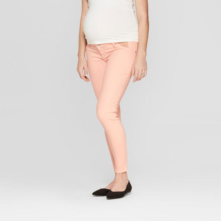 Maternity Inset Panel Peach Skinny Jeans - Isabel Maternity By Ingrid & Isabel Peach 0, Women's, Orange