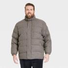 Houston White Adult Plus Size Puffer Jacket - Brown Checkered