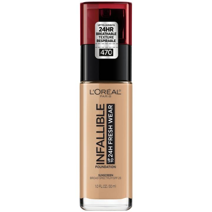 L'oreal Paris Infallible 24hr Fresh Wear Foundation 470 Radiant Honey - 0.17 Fl Oz, Radiant Honey