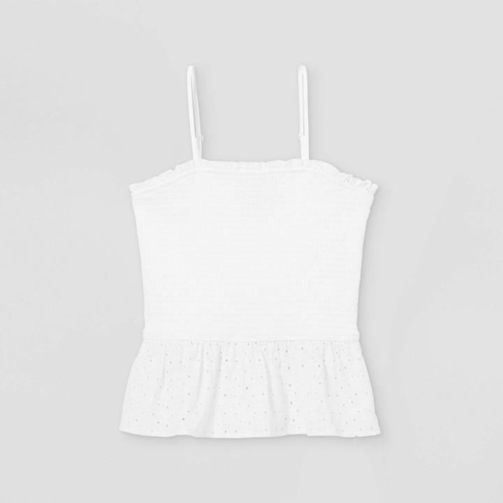 Girls' Smocked Peplum Cami Tank Top - Art Class White