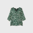 Maternity Floral Print 3/4 Sleeve Button Chiffon Woven Blouse - Isabel Maternity By Ingrid & Isabel Green